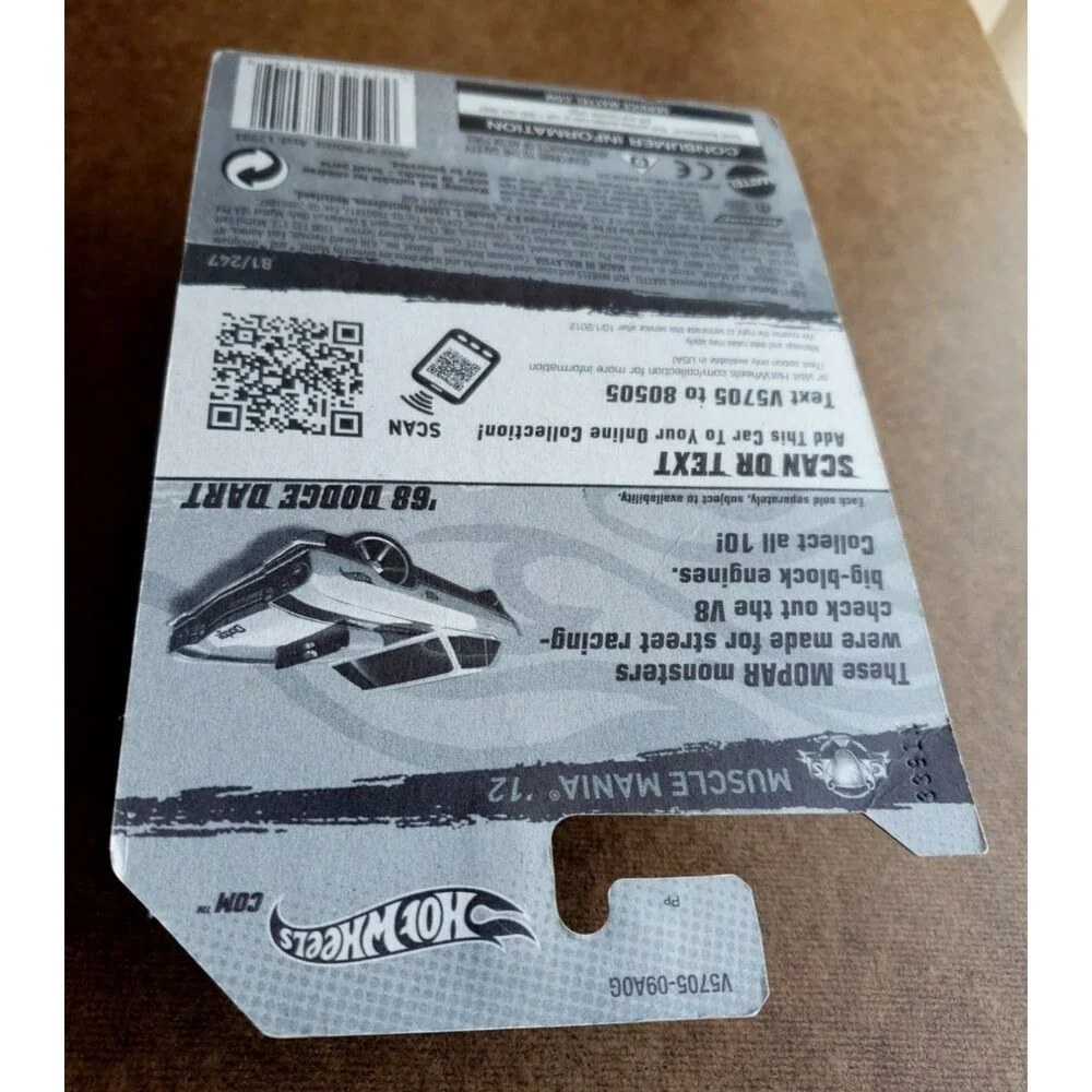 2012 Hot Wheels '68 DODGE DART Metalflake Gray Muscle Mania Mopar '12 01/10 1:64